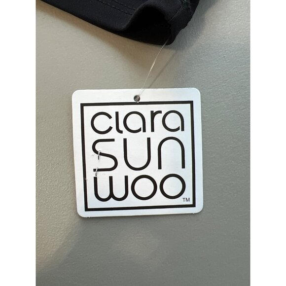 Clara Sun Woo Tunic Size XL Black Asymmetric Hem Cutout Neckline Lagenlook Artsy - Picture 7 of 8